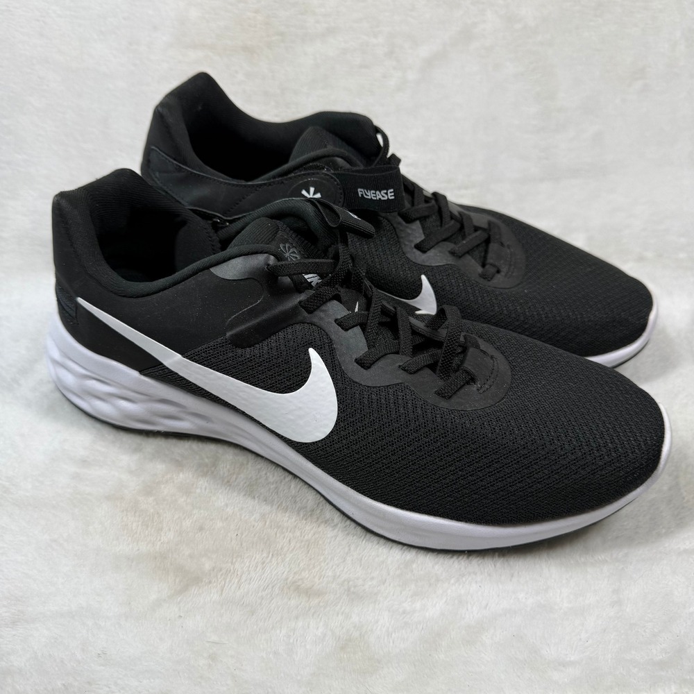 Nike Revolution 6 FlyEase Black White Womens Running Shoes DC8992-003 Size 11